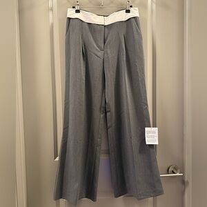 Miss Selfridge Petite fold over waistband pants in gray